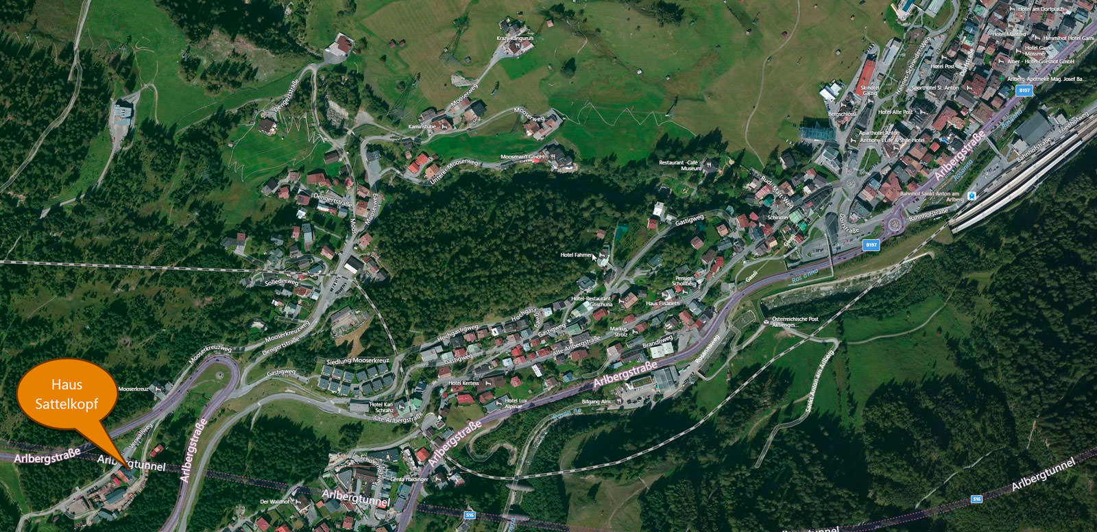 Lageplan Haus Sattelkopf in St. Anton am Arlberg in Tirol - Österreich